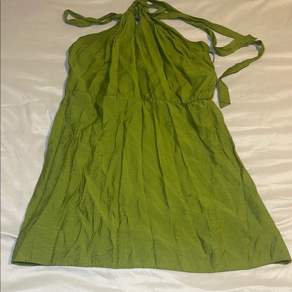Stylish Green Halter Dress